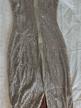Silver Sequin Bodycon Dress - Elegant Women's Evening Dress